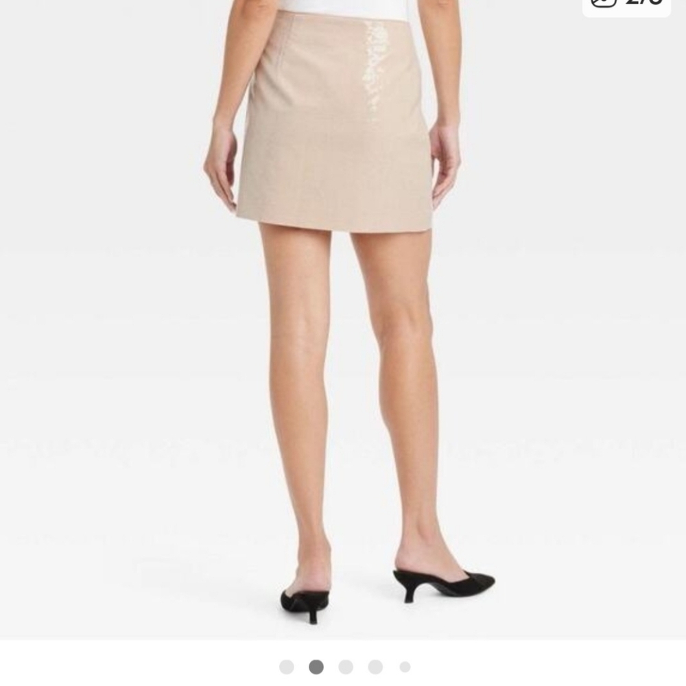 NWT Ladies Sz 10 A New Day Sequin Mini Skirt in Cream Color Fully Lined - Picture 2 of 9